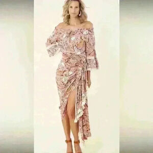 NWT $270 HALE BOB Los Angeles White Ivory Linen Solid Draped Skirt Venus Boho Xs